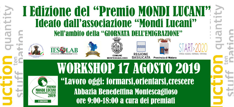 Iscrizioni Workshop gratuito “Lavoro oggi: formarsi, orientarsi, crescere” . Iniziativa nell’ambito del “Premio Mondi Lucani”